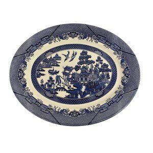 Churchill Blue Willow Large Oval Platter 15" x 11.5" England R10532 EUC